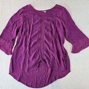 WESTPORT blouse Peasants Women's Long Sleeves Purple 3X XXXL plus size